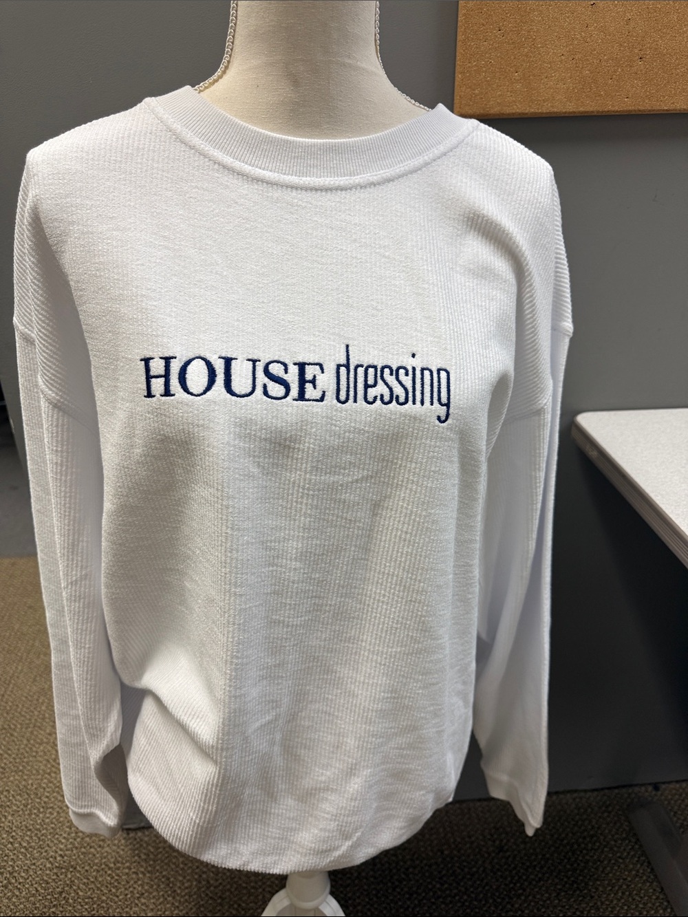 Chicka-d “HOUSE Dressing” White Thermal Sweatshirt Medium‎ Embroidered Cotton